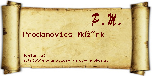 Prodanovics Márk névjegykártya